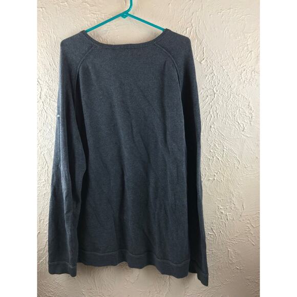 DKNY JEANS Mens Sweater Large Sleeve Logo‎ Gray Pullover Long Sleeve - Picture 2 of 4